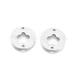 変色しにくい304ステンレススチールリンクコネクター  レーザー切断  花付きフラットラウンド  ステンレス鋼色  11.5x1mm  穴：1.2mm&nbsp;STAS-F240-55P