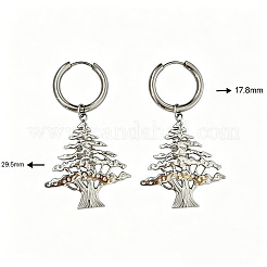 クリスマス 304ステンレススチール製フープピアス（女性用）  クリスマスツリー  銀  47.3mm&nbsp;WG2F4B5-02