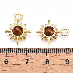 太陽合金樹脂ペンダント  模造タイガーアイペンダント  ゴールドカラー  17x13.5x4mm  穴：2.4mm&nbsp;PALLOY-N177-05G