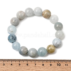 12mm天然アクアマリンラウンドビーズストレッチブレスレット（女性用）  内径：1.93~2.07インチ（4.9~5.25cm）  ビーズ：12mm&nbsp;GG-CBA6C75-A01-12mm