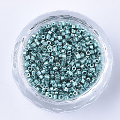 ガラスシリンダービーズ  シードビーズ  メタリックカラー  丸い穴  ライトシーグリーン  1.5~2x1~2mm  穴：0.8mm  約8000個/袋  約85~95 G /袋&nbsp;SEED-Q036-01A-C04