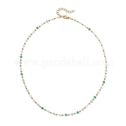 Handmade Faceted Rondelle Glass Beaded Link Chain Necklaces&nbsp;NJEW-JN05744-01