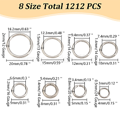 1212個 8スタイル 304ステンレススチールオープン丸カン  ラウンド  チェーンメイル織り用  ステンレス鋼色  4~20x0.5~2mm&nbsp;STAS-AR0002-08