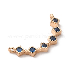 真鍮チャーム  ガラスと  菱形  ゴールドカラー  ブルー  25x10x3mm  穴：1.2mm&nbsp;X-KK-C062-038G-01