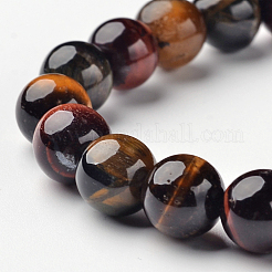 Natural Tiger Eye Round Bead Stretch Bracelets&nbsp;BJEW-L594-A03