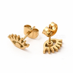 ハロウィンアイ 304 ステンレススチール スタッドピアス 女性用  ゴールドカラー  10x6.5mm  ピン：0.7mm&nbsp;EJEW-B019-02G