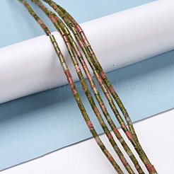 天然石ユナカイトビーズ連売り  染色されていない  コラム  3.8~4.3x2.4mm  穴：0.9mm  約87個/連  14.88~15.12インチ（37.8~38.4cm）&nbsp;G-M389-09