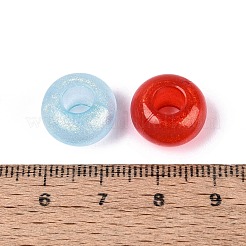 クリアアクリルヨーロピアンビーズ  ロンデル  大穴ビーズ  グリッターパウダー付き  ミックスカラー  13.5~14x8~8.5mm  穴：5.5mm  約549個/500g&nbsp;OACR-Q200-18