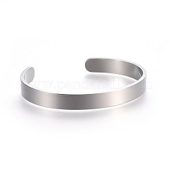 変色しにくい304ステンレススチールのブランクカフバングル  名前入りバングル  ステンレス鋼色  内径：50x63mm  幅：8mm&nbsp;BJEW-E361-11P