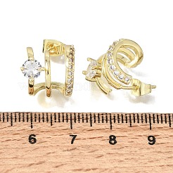 Brass Micro Pave Cubic Zirconia Stud Earrings&nbsp;KK-CBA6305-16G