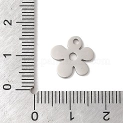 変色しない201ステンレススチールチャーム  レーザー切断  花のチャーム  ステンレス鋼色  13x12.5x1mm  穴：1.5mm&nbsp;STAS-E211-13P