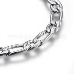 変色しにくい304ステンレススチール製フィガロチェーンブレスレット  カニカン付き  ステンレス鋼色  8-1/4インチ（21cm）  5mm&nbsp;BJEW-L637-04A-P