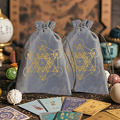Rectangle Gold Stamping Velvet Tarot Storage Drawstring Bags for Divination&nbsp;ABAG-WH20001-25C