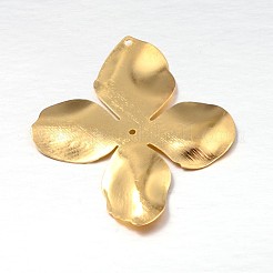 4  - 花弁の花の鉄ビーズキャップ  ジュエリー作成用エンドキャップ  ゴールドカラー  46x42x1mm  穴：1~1.5mm&nbsp;X-IFIN-N3296-10
