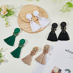 4 Pairs 4 Colors Polyester Tassel Dangle Stud Earrings&nbsp;EJEW-FI0002-41