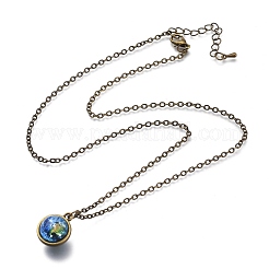 Glass Pendant Necklace&nbsp;NJEW-D281-B-14AB