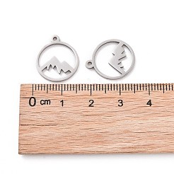 変色しない201ステンレススチールレーザーカットペンダント  山  ステンレス鋼色  17x14.5x1mm  穴：1.5mm.&nbsp;STAS-S105-T901-1S