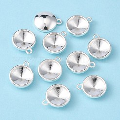 Tibetan Style Alloy Flat Round Charm Pendant Rivoli Xilion Pointed Back Chaton Rhinestone Settings&nbsp;PALLOY-O034-S01