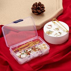 DIYブローチ作りキット  20個のクリスマスをテーマにした合金エナメルペンダント  鉄製キルトピン、ブローチ金具、304ステンレススチール製オープン丸カン  ミックスカラー  パーツ：55個/箱&nbsp;DIY-FS0001-29
