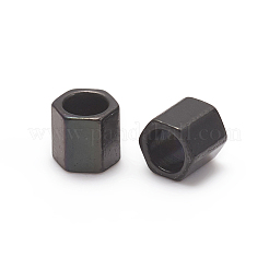 イオンプレーティング（IP）304ステンレススチールスペーサービーズ  六角  電気泳動黒  2.1x2.1x2mm  穴：1.4mm&nbsp;STAS-D170-04C-B