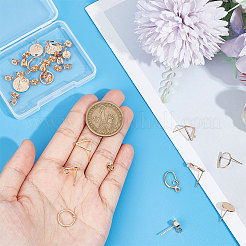 DIYイヤリング作り探しキット  三角形、平丸、楕円形の真鍮スタッド イヤリング、イヤリング フック、イヤー ナットを含む  18KGP本金メッキ  36個/箱&nbsp;KK-BC0012-20