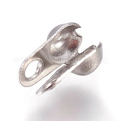 304ステンレススチールボールチープ  カロット終了  クラムシェルノットカバー  ステンレス鋼色  6.5x3mm  穴：1.4mm  内径：2.4mm&nbsp;STAS-WH0010-01P-2.4mm