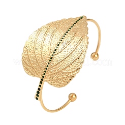 Leaf 304 Stainless Steel Cuff Bangles&nbsp;BJEW-V009-02G