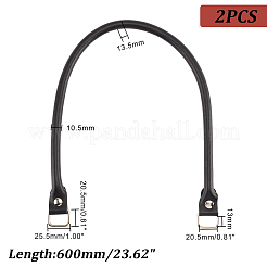 牛革バッグハンドル2個  ハンドバッグ交換用アクセサリー  ブラック  60x1.05x1.35cm&nbsp;FIND-PH0009-87B