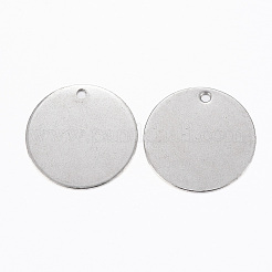 変色防止 304 ステンレススチール 刻印入り ブランクタグペンダント  フラットラウンド  ステンレス鋼色  20x0.5mm  穴：1.5mm&nbsp;STAS-H396-A-05P