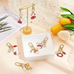 7スタイルの合金エナメルペンダントキーホルダー7個  合金のキーの留め金付き  花とうさぎとにんじん  ミックスカラー  5.65~6.85cm  1個/スタイル&nbsp;KEYC-OC0001-12