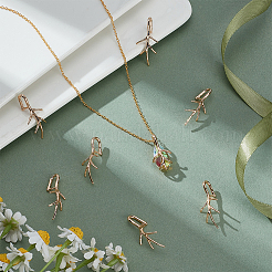 真鍮製ペンダントベイル  ブランチ  ゴールドカラー  31.5x14.5x11mm  穴：7.5x4mm&nbsp;KK-BC0014-25G