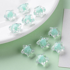 透明なアクリルビーズ  二層ビーズ  多面カット  スター  アクアマリン  14x15x8.5mm  穴：2mm  約518個/500g&nbsp;TACR-S152-02A-SS2111
