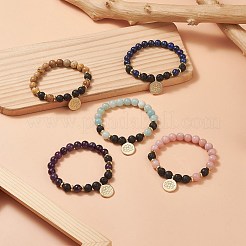 Natural & Synthetic Mixed Gemstone Beaded Stretch Bracelet&nbsp;BJEW-JB09312
