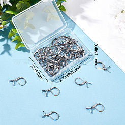 304ステンレススチール製フレンチフックピアス金具、ペンダントベイル付き50個  ステンレス鋼色  23.5x12x2.5mm  ピン：0.8mmと0.6mm&nbsp;STAS-BBC0001-52P