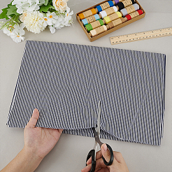 ストライプ柄の綿布生地  DIY人形服作り  ブルー  1610mm&nbsp;DIY-WH0888-235A