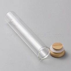 ガラスビーズ貯蔵チューブ  ビーズの容器  竹キャップ付き  透明  3.25x16cm  内径：2.55のCM  容量：80ml（2.71fl.oz）&nbsp;LS-AJEW-WH0009-39B