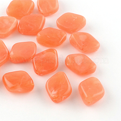 菱形天然石風アクリルビーズ  ミックスカラー  20~21x16x8.5mm  穴：2mm&nbsp;X-OACR-R041-M