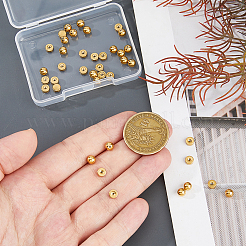 40個 4スタイル 303ステンレススチールイヤリングナット  ラウンド＆フラットラウンド  ゴールドカラー  5mm  穴：0.7~1mm  10個/スタイル&nbsp;STAS-HS0001-58G