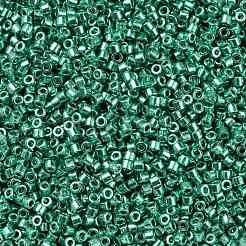 シリンダーシードビーズ  メタリックカラー  均一サイズ  ミディアムシーグリーン  2x1.5mm  穴：0.8mm  約888個/10g&nbsp;X-SEED-H001-D09
