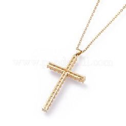 Brass Micro Pave Cubic Zirconia Pendant Necklaces&nbsp;NJEW-F271-01-G