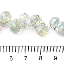 電気メッキガラスビーズセット  ティアドロップ  春の緑  10~11x8mm  穴：1mm  約93個/連  62cm&nbsp;LS-EGLA-D030-17N