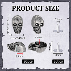50Pcs Skull Alloy Rivets&nbsp;FIND-PH0062-02AS