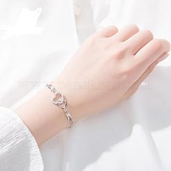 Brass Cubic Zirconia Link Chain Bracelets&nbsp;BJEW-EE0003-01P