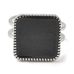 女性用304ステンレススチールエナメルオープンカフリング  正方形  ステンレス鋼色  usサイズ6（16.5mm）&nbsp;RJEW-F166-36P-02