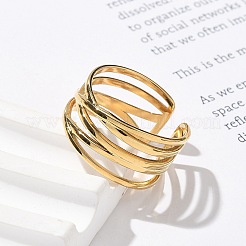 304 Stainless Steel Multilayer Open Cuff Rings&nbsp;LS-RJEW-Z077-01G-04