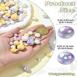 250g UVメッキレインボー虹色不透明アクリルビーズ  混合サイズ  ラウンド  ミックスカラー  6~16mm  穴：1.8~3mm  約320個/250g&nbsp;PACR-CJ0001-39