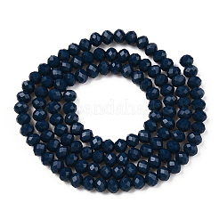 オペークソリッドカラーガラスビーズ連売り  多面カット  ロンデル  スチールブルー  2.9~3.3x2mm  穴：0.8mm  約135~140個/連  32~34cm&nbsp;EGLA-A034-P2mm-D16