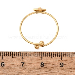 女性用304ステンレススチールオープンカフリング  イオンプレーティング（ip）  スター  usサイズ8 1/2(18.5mm)  星：7x7mm&nbsp;RJEW-A071-01C-G