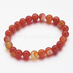 Natural Striped Agate/Banded Agate Beaded Stretch Bracelets&nbsp;BJEW-JB02564