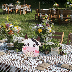 Cow Theme Wooden Baby Shower Guest Book for Birthday Party&nbsp;AJEW-WH0270-345
